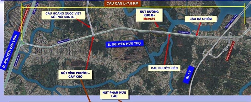 Hướng tuyến đường trên cao Nguyễn Hữu Thọ